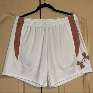 Under Armour Women's 7” White and Rose Gold Athletic Shorts